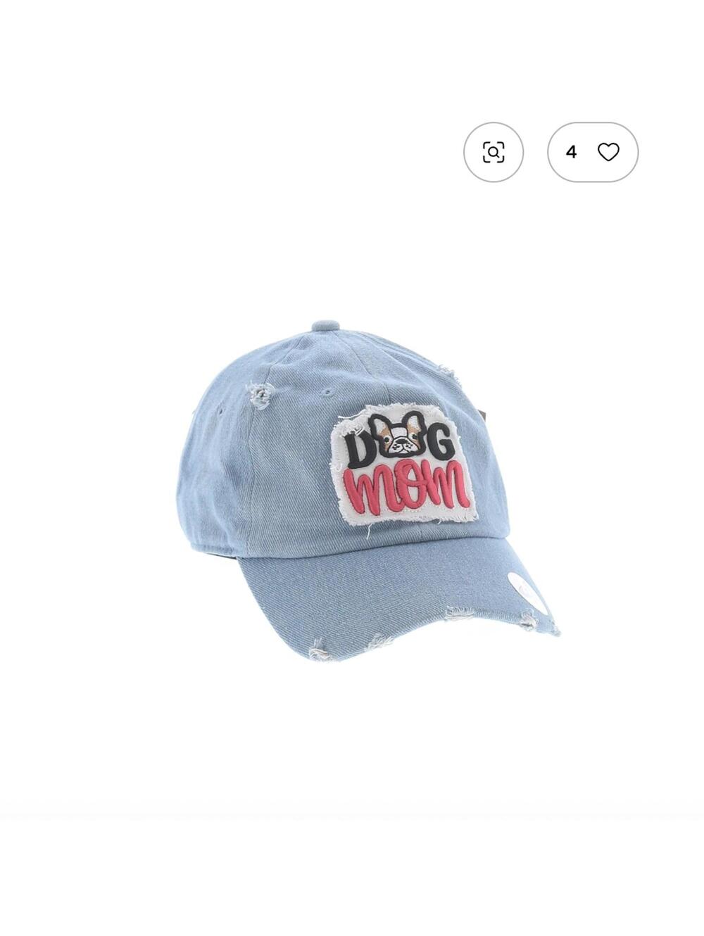 Blue Distressed Dog Mom Adjustable Baseball Cap